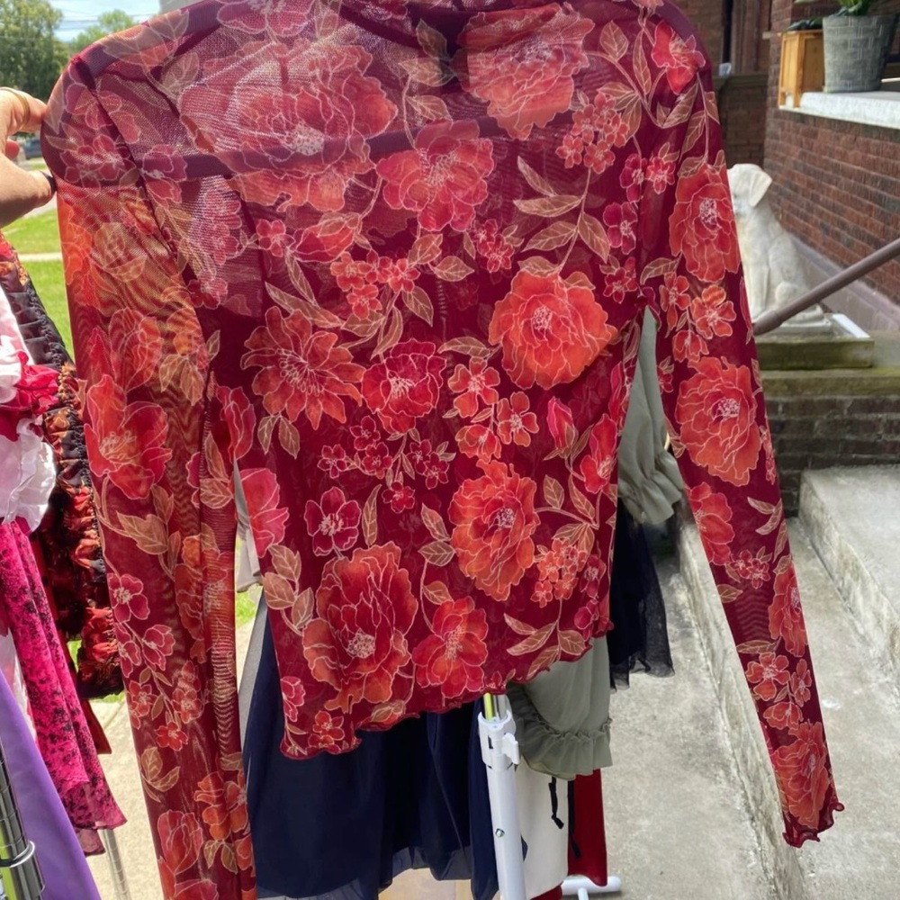 Floral Long Sleeve Top - Red